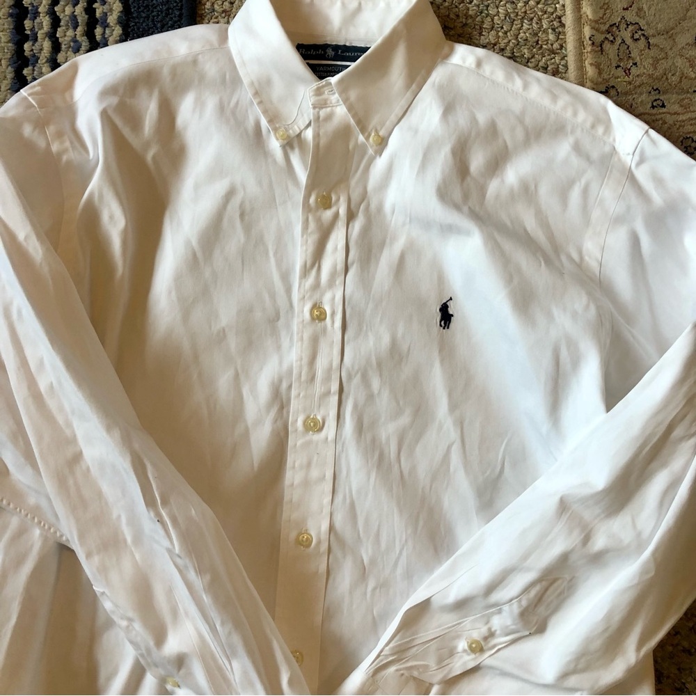 Polo by Ralph Lauren White Long-Sleeve Button-Down Shirt with Navy Pony